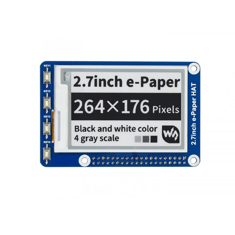 2.7inch E-Ink Display HAT Epaper Display 264x176 Black White Color E-Paper Screen for Raspberry Pi 4B+ 4B 3B+ 3B 2B+ Zero Jetson Nano Ardui