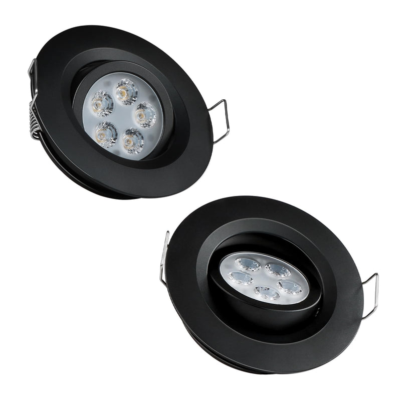 Acegoo Swivel RV Light Recessed Puck Light 12V LED Spotlight RV Interior Light, 36° Beam Angle Vertical 70° Adjustment,Full Aluminum Downlights,Diameter 2-3/4 Inch(Black/3000K 2Pcs) 2-Pack Black 3000K