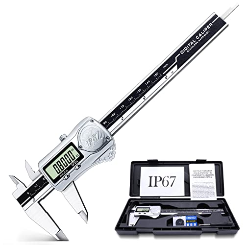 Kynup Digital Caliper, 6 Inch IP67 Waterproof Caliper Measuring Tool Silver
