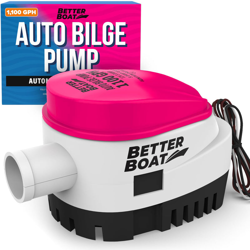 Automatic Bilge Pump 1100 GPH 12V with Built-In Float Switch, 1-1/8 Inch Outlet, 5-Year Warranty, Submersible for Bass Boats, Jon Boats - Better Boat