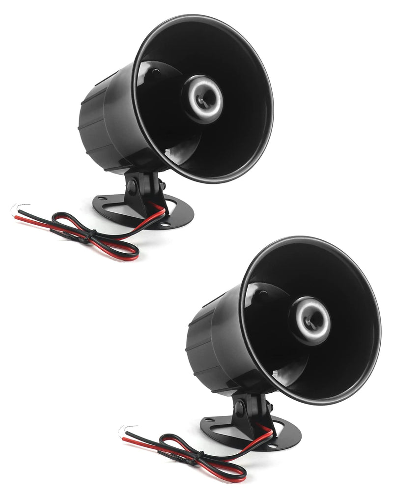 QWORK Electric Siren Horn, 2 Pack DC 12V Security Loud Wired Alarm Siren for Home Alarm System Security and Protection, 110 dB