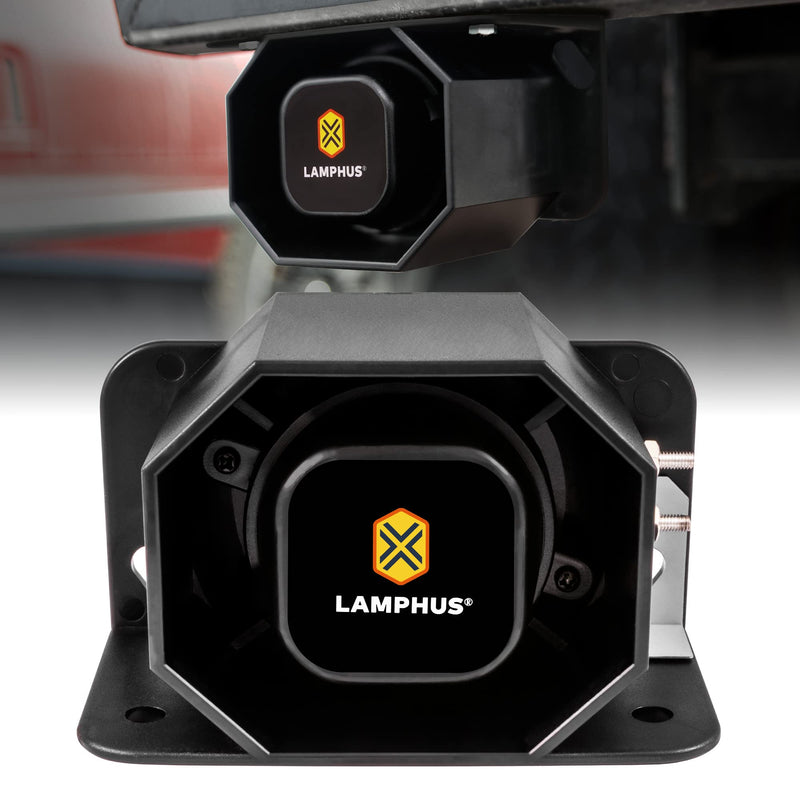 LAMPHUS Backup Sound Alarm for Pickup Truck [112dB] [SAE J994 Class A] [12V - 48V DC] [SoundAlert] Universal Reverse Back-Up Warning Beeper for Industrial Heavy Equipment Forklift Work Van Car Vehicle 112 dB