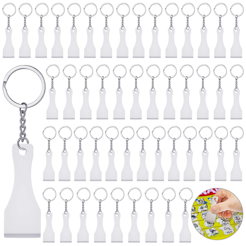 50 Pcs Scratcher Tool Plastic Scraper Tool Keychain Scoop Shape Lotto Scratcher Keyring Gambler Lucky Gift for Tickets Stickers Labels Films Sublimation Multifunction