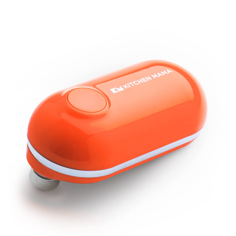 Kitchen Mama Mini Electric Can Opener Smooth Edge: Opens Can with One Press - Ultra-Compact, Hands-Free, Safe, Cordless, Seniors with Arthritis, Automatic, Battery Operated Appliances (Orange) Orange