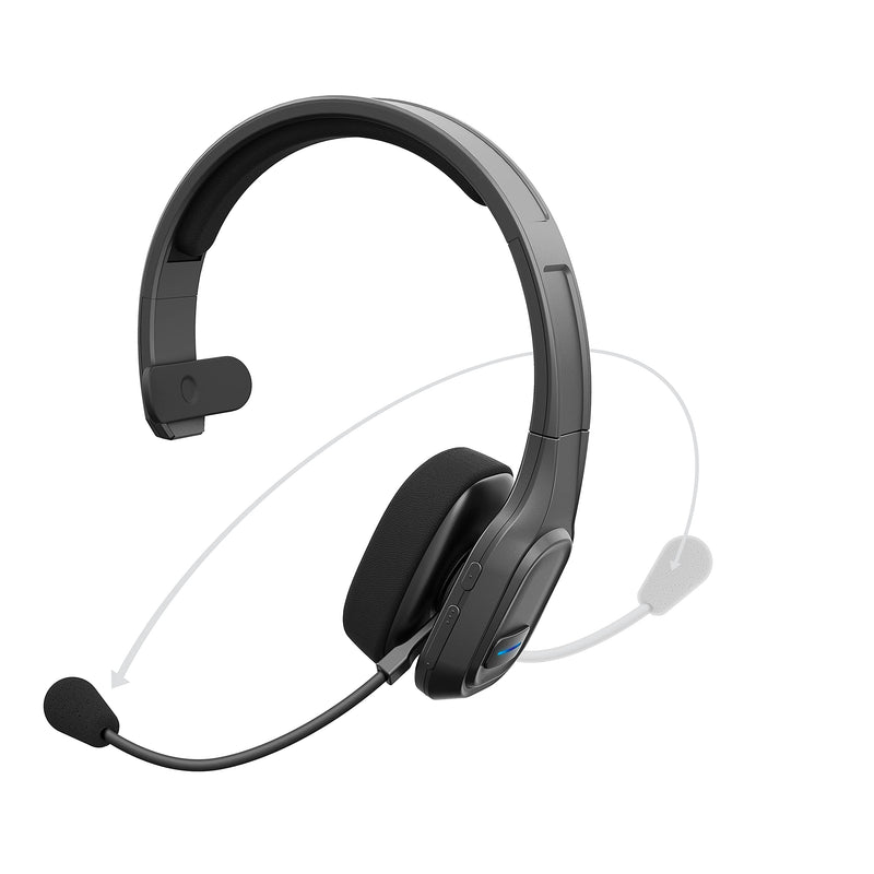 BT5500 Trucker Bluetooth 5.0 Headset Noise Cancelling Microphone | Wireless Headset, Rotatable Mic, Adjustable Headband Multi Device Pairing, Voice Assistant Support, 30-HR Talk, 57-HR Music Over-Head Black