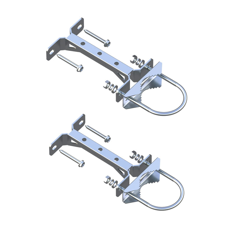 2 PCS Stainless Steel Antenna Mount Wall Mount Antenna Mast Clamp V Jaw Bracket Accessories Kit [ Without The Pole ] for TV CB Ham Outside Home