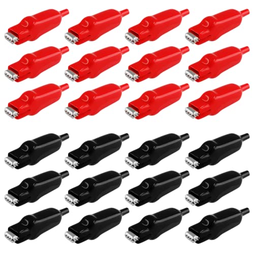 24 Pcs 20A Insulated Alligator Clips, Nickel-Plated Iron