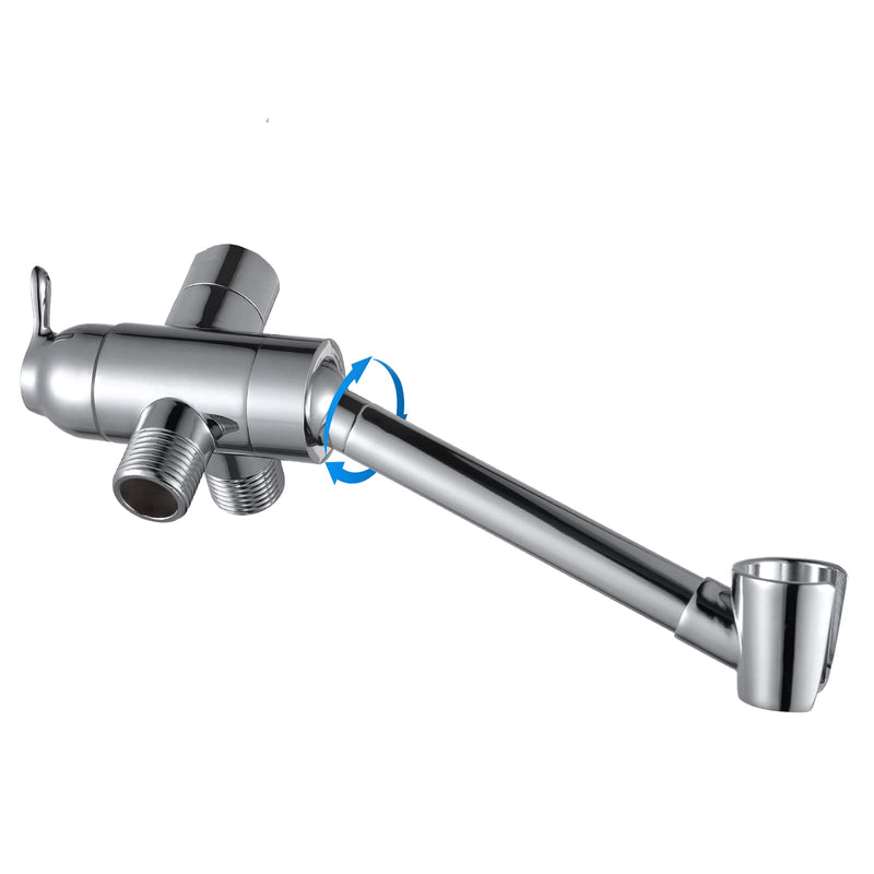 YDmeet All Metal Shower Diverter Valve with HandShower Holder - Upgraded 3 Way Shower Head for Handheld and Fixed Rain Showerhead - Universal G1/2 Bathroom Part, Polished Chrome Chrome Polished