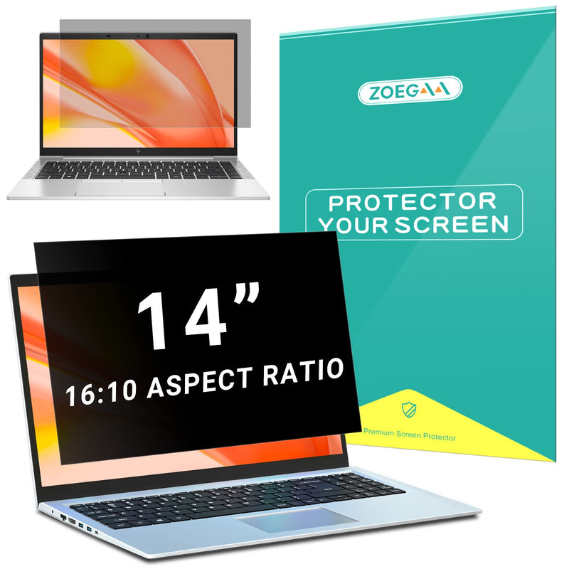 ZOEGAA Laptop Privacy Screen 14 inch for 16:10 Aspect ratio, 14" Removable Anti Glare Protector Blue Light Filter Shield Compatible with Lenovo Hp Dell Acer Asus Thinkpad Envy Xps 14 Inch Laptop Screen with 16:10 Aspect ratio Black