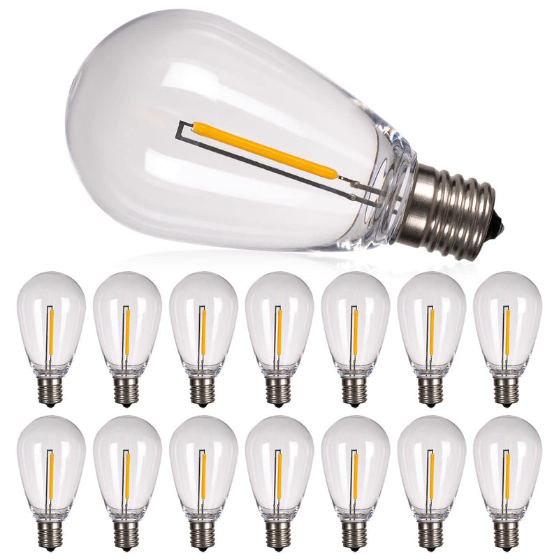 addlon LED Replacement Bulbs 1W S14,15 Pack Waterproof E17 Screw Base for Outdoor LED String Lights Shatterproof E17-15 Count (Pack of 1)-1W
