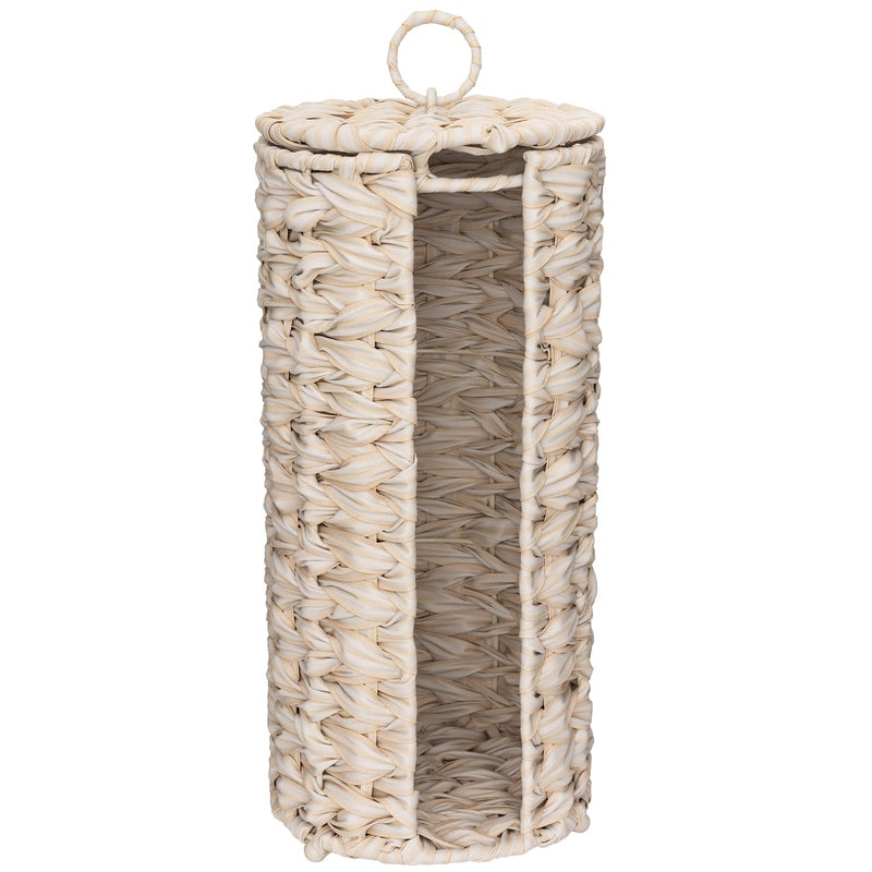 GRANNY SAYS Toilet Paper Storage Holder, Bathroom Toilet Paper Holder Stand, Woven Bathroom Baskets for Bathroom, Free Standing Organizer for Bathroom Storage Butter Milk 6¾"D(For 3 Roll)