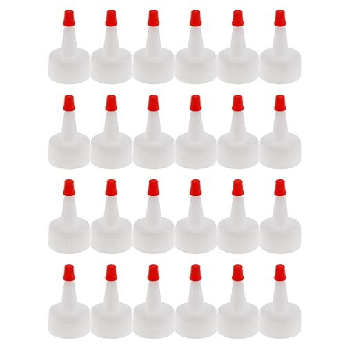 E-outstanding Red-Tip Cap 24PCS Red Plastic Pointed Mouth Bottle Cap Replacement Tips for Glue Bottles