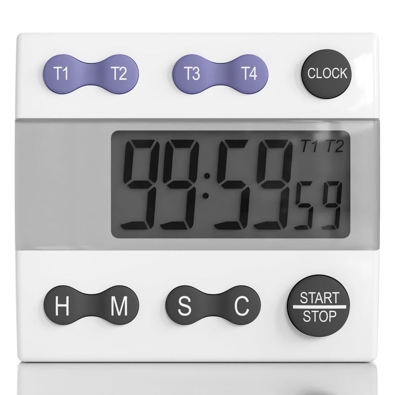 Sper Scientific Portable Digital Kitchen Timer 810015 for Cooking and Baking with Loud Alarm, 4 Channel Timer, Large Display Digital Lab and Cooking Timer, Classroom Timer for Teachers and Students 1 Pack