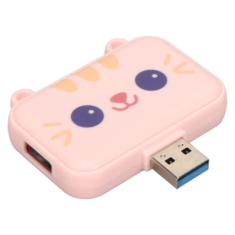 3 in 1 Cute USB Hub, USB A to USB3.0 and USB2.0X 2 Adapter, 5Gbps Multiport USB Docking Station, USB Data Splitter, for Laptop and PC, Girls Student Gift () Pink
