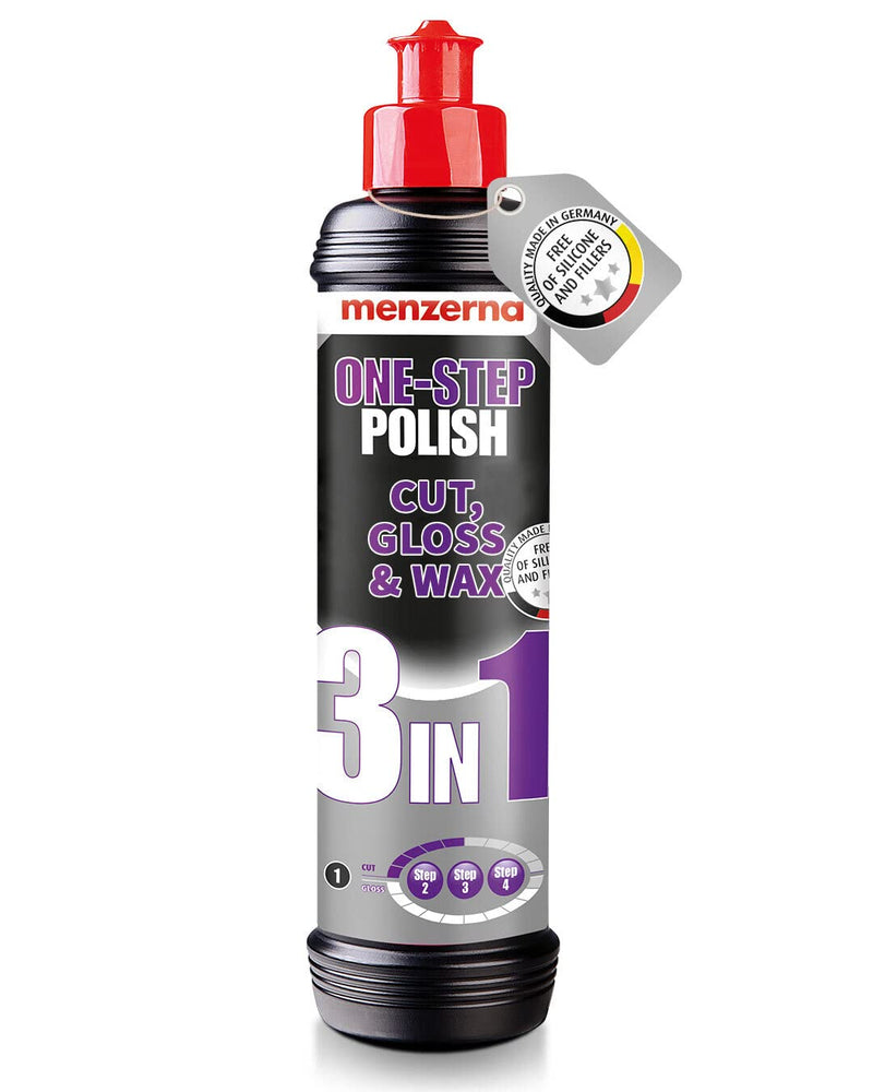 menzerna "One-Step Polish 3in1" I Medium Cut Polish with High Gloss Finish & Seal in One I Buffing & Polishing Compound for Car Maintenance I Swirls, Holograms & Scratches I Car Body Repair I 8 fl oz. 8oz