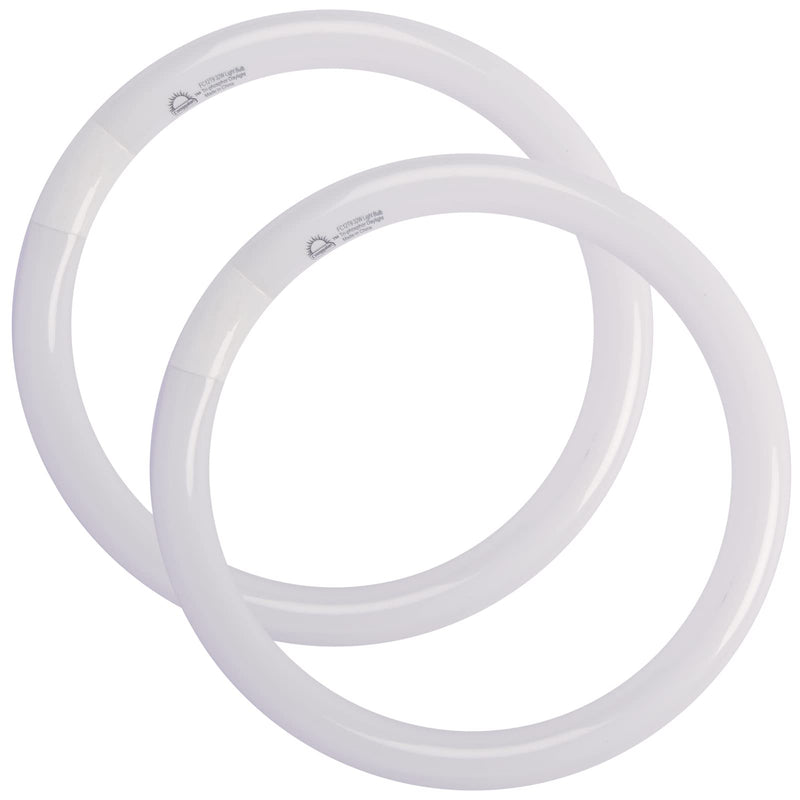 FC12T9/DX 32W 12 inch T9 Circular Light Bulb Daylight, Round Fluorescent Circline Bulbs FC12 T9 32 Watts Kitchen and Bath, G10q 4 Pin Prong, 6500K, 2 Pack