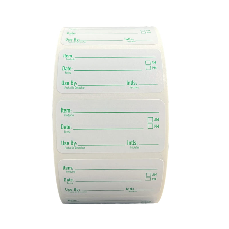 2x1 Removable Freezer Food Labels Stickers for Containers, 1000 Waterproof Label Stickers for Jars, Removable Labels for Storage Bins, with Easy Peel-Off (1000, Green)