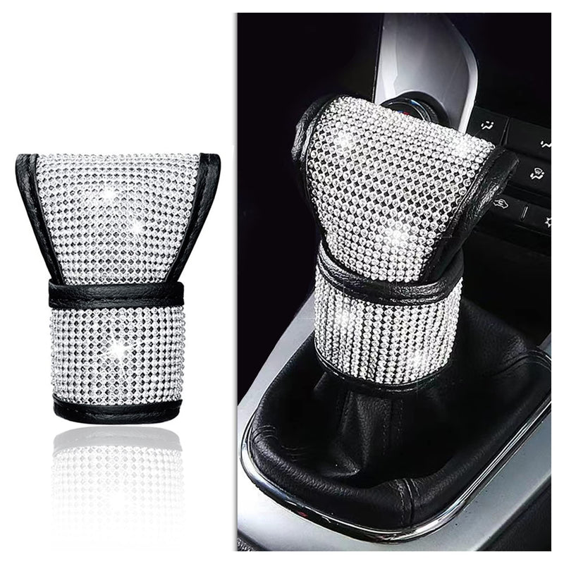 Crystal Auto Gear Shift Cover Bling Car Accessories,Universal Car Knob Gear Stick Protector from Scratching with Rhinestone Covers Car Decor Accessories for Women(Bling-003)