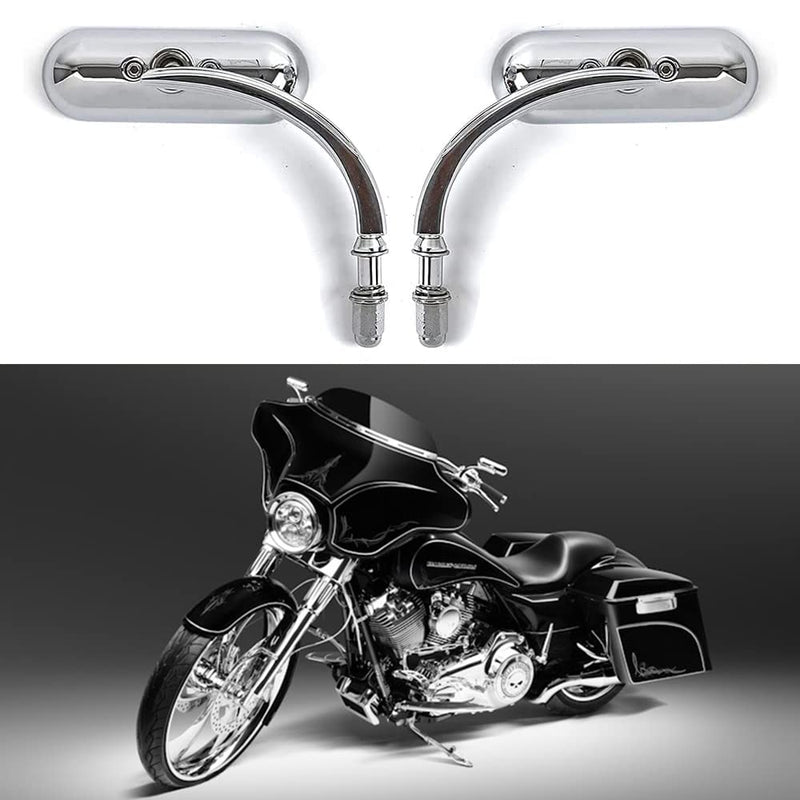 Chrome Oval Shape Motorcycle Mirrors,Upgrade Rearview Motorcycle Mirrors Compatible with Harley Road King Softail Street Glide Electra Dyna And More Chrome Oval Shape