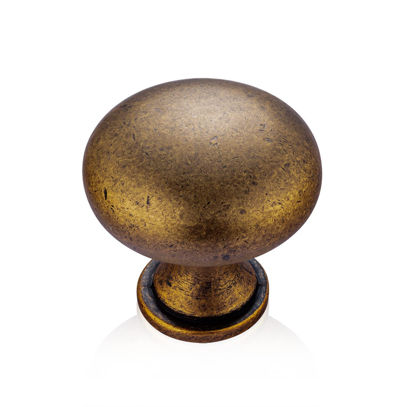 10-Pack Antique Brass Cabinet Knobs, Vintage Round Drawer Knobs for Kitchen Cupboards Dressers, Unique Home Improvement Hardware 10 1-1/8-Inch (29mm) Diameter