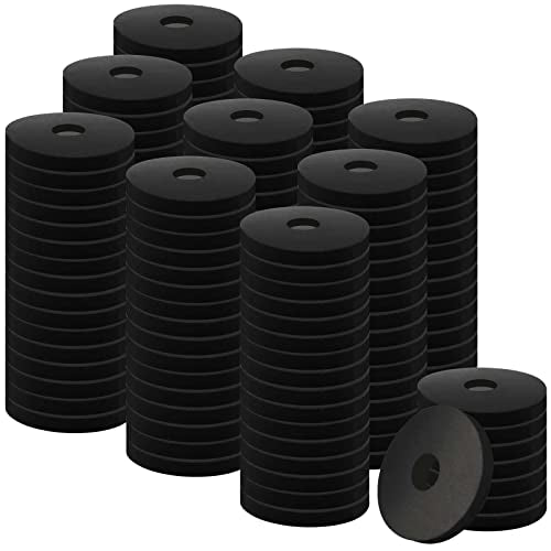 JAPCHET 200 Pcs Black Rubber Flat Washer, 1 Inch OD x 1/4 Inch ID x 1/8 Thick Rubber Flat Washer Assortment for Bolts Spacers