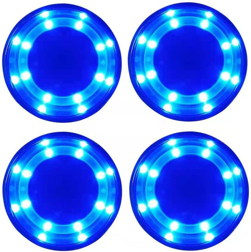 Blue LED Boat Cup Drink Holder,Stainless Steel Polished Cup Holder for Boat,12V,Water Proof for Marine Boat Rv Camper (4pcs)