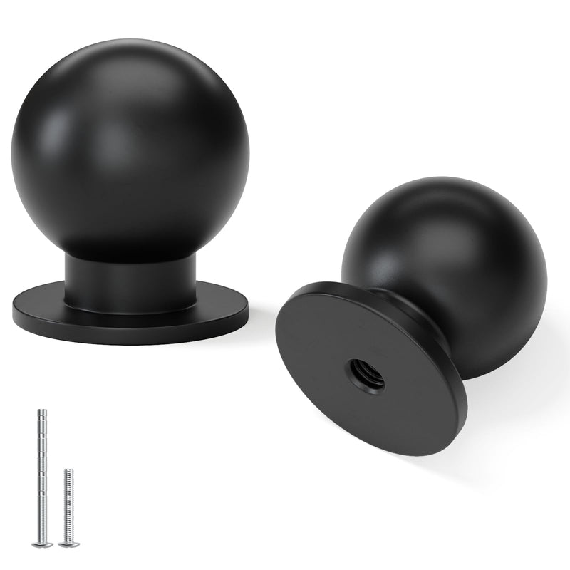 homdiy 15 Pack Cabinet Knobs 15/16 Inch Round Matte Black Finish Aluminum Mushroom Knobs for Kitchen Bathroom Dresser Drawer, Single Hole