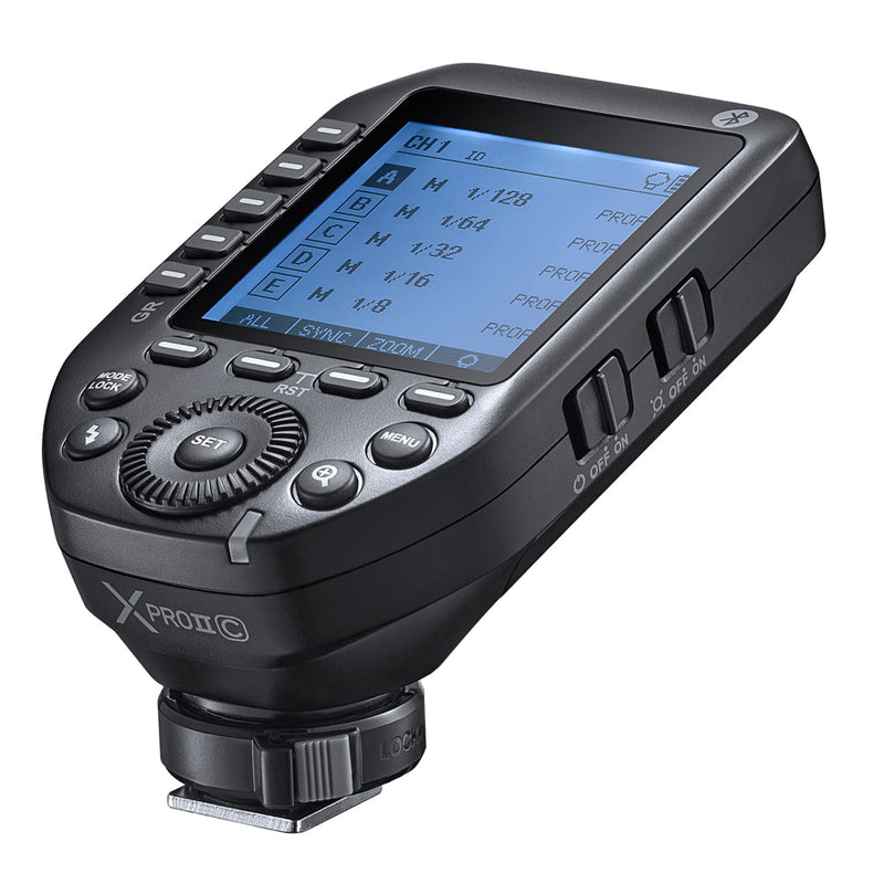Godox XProII-C XProII C TTL Wireless Flash Trigger for Canon, Support 1/8000s HSS, TTL Autoflash, Manual Flash, TCM Transform Function, 5 Delicated Group Button, Large LCD Display, Smart APP Control