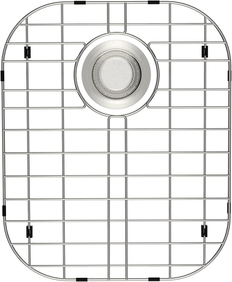 SANNO Kitchen Sink Protectors,Sink Grid with Rear Drain Hole, Double Sink Rack, 16.14"*13",Stainless Steel Stainless Steel 16.14"x 13",rear,1pack