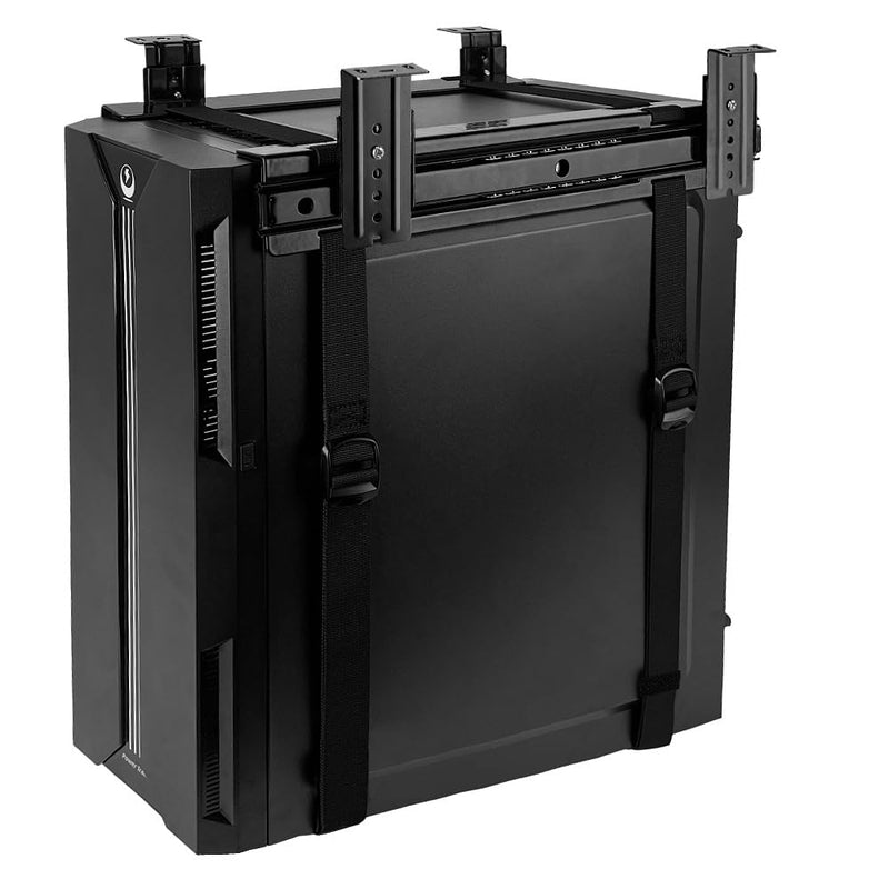 Under Desk Slide Out PC Mount with Anti-Scratch Sponge, Adjustable CPU Holder Bracket for Computer Tower (Black (Slide Access)) Black (Slide Access)