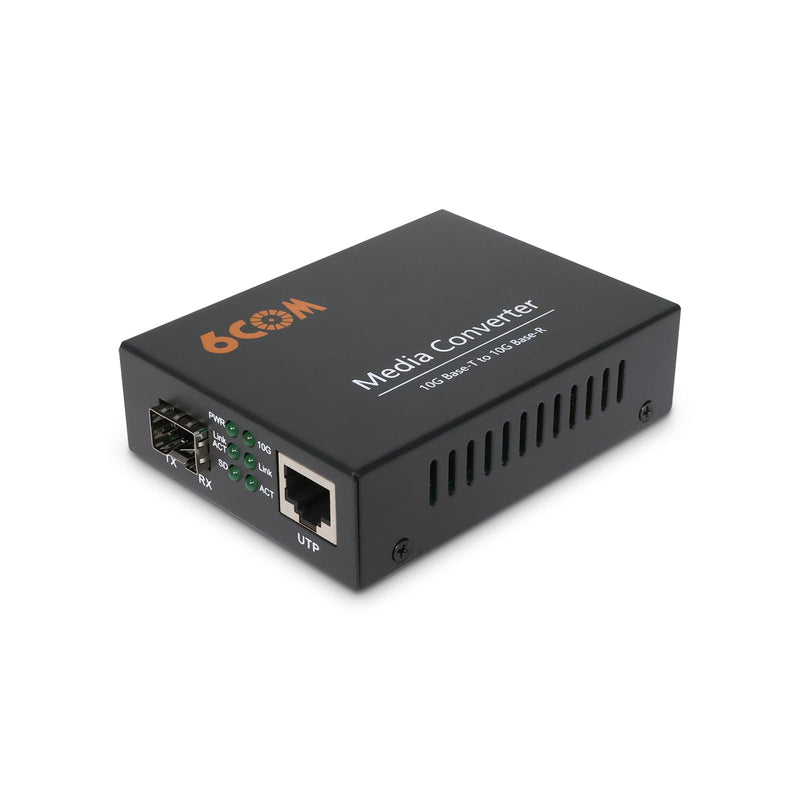 6COMGIGA 10G Fiber Media Converter,1x 1000M/2.5G/5G/10GBase-T Auto-Negotiation RJ45 Slot to 1x 10GBase-X SFP+ Slot,Support 10GBase-SR/LR/BIDI Transceiver, 10 Gigabit Ethernet Media Converter 1XRJ45 to 1XSFP+