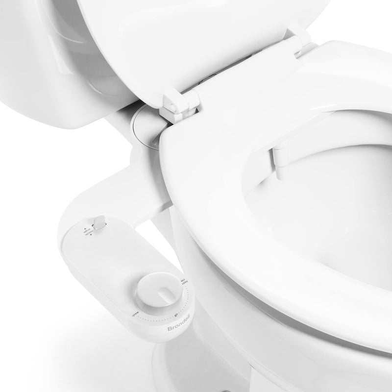Brondell Fresh Spa Adjustable, Bidet Attachment FSA-15 for Toilet Seats with Adjustable Single Nozzle, Side Arm Control, Thin Profile, White (Ambient Temperature)
