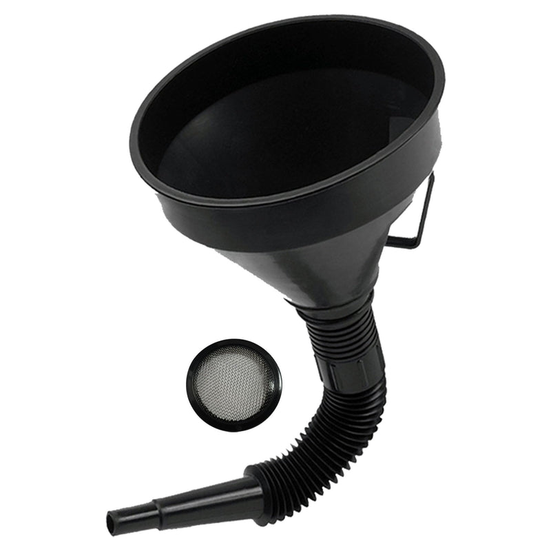 Flex Funnel - Wide Mouth Flexible Funnel with Handle, Automotive Funnels for Engine Oil, Liquid, Diesel, Kerosene,Gasoline (1pcs 5.2" Black) 1pcs 5.2" Black