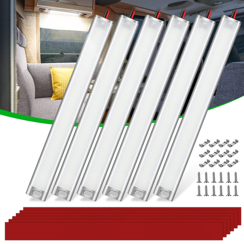 CT CAPETRONIX 12v LED Interior Light Bar, 168LEDs 15.4IN 1700LM 10W, DC 12v Volt led Strip Lights with Switch, for Enclosed Cargo Trailer Car RV Van Truck Lorry Camper Boat Caravan Motorhome (6Pcs) 168LEDs-6PCS