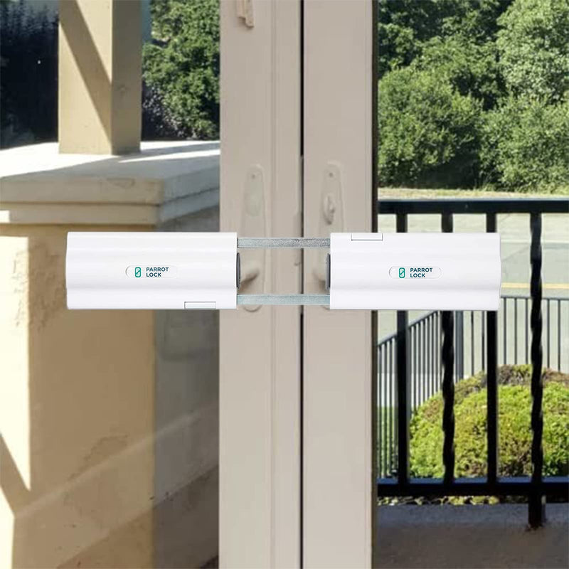 French Patio Door Security Lock for Straight Double Hinged Swing Door Levers, Only Works with 2 Horizontal Handles, No Key Required