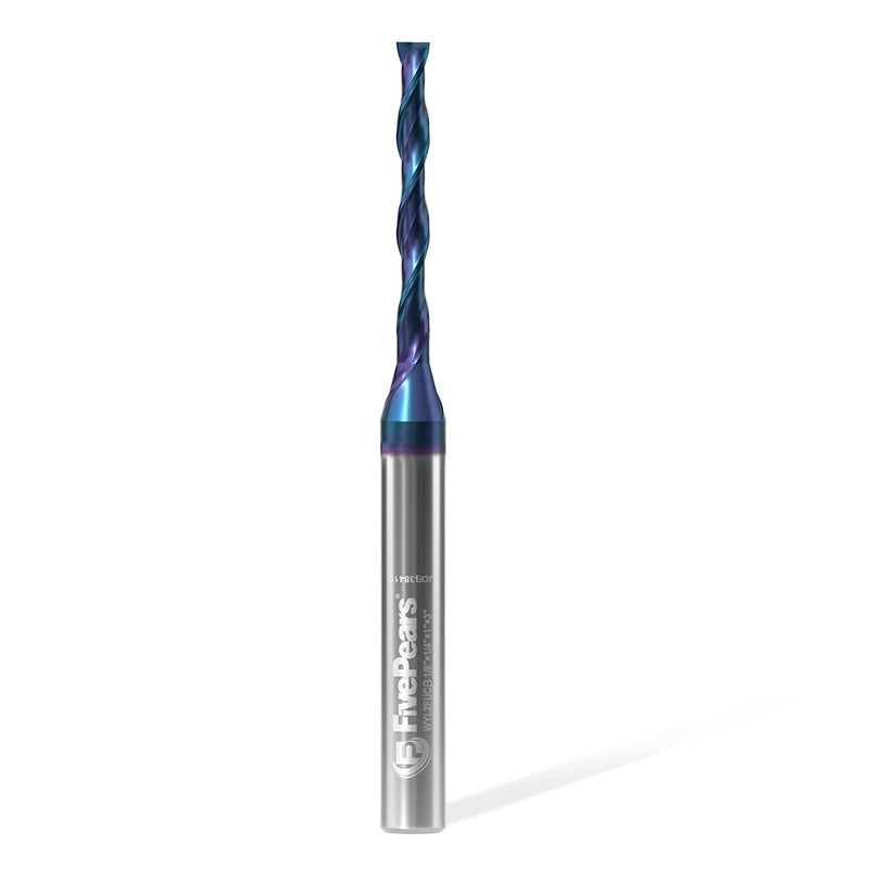 FivePears 3 Flute Up&Down Cut Compression Spiral Router Bit 1/4 inch Shank with Extreme Life Coated, 1/8" Cutting Diameter, 1" Cutting Length, CNC Carbide End Mill for Wood Carving Engraving Grooving Compression Cut 1/4" Shank