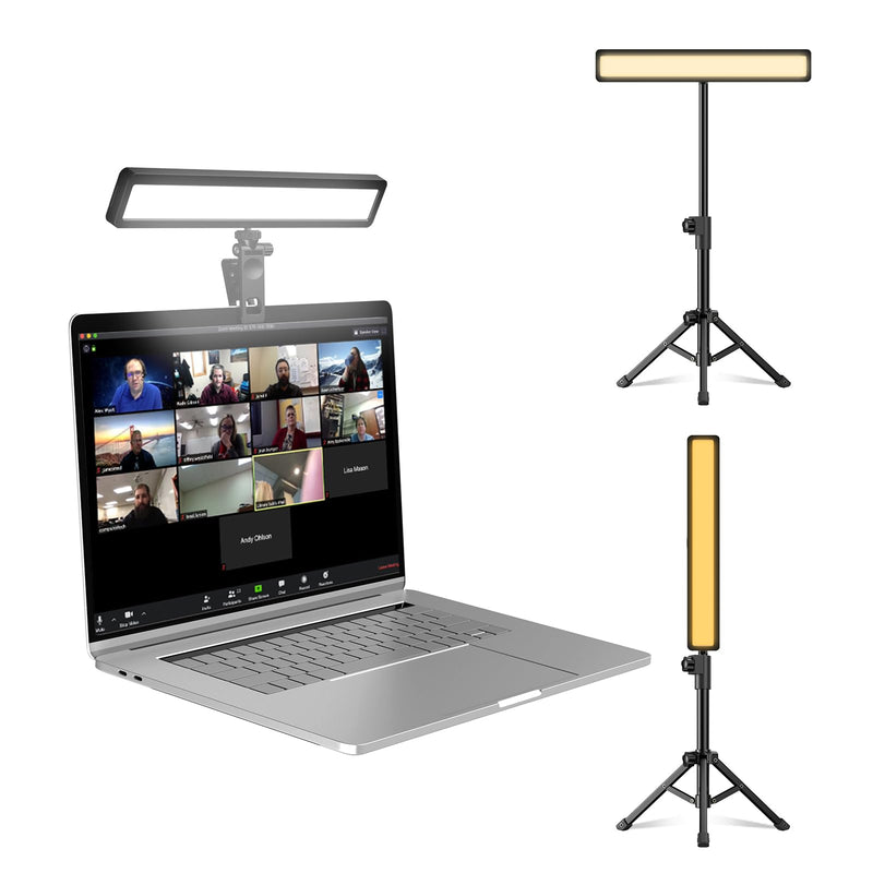 Video Conference Lighting with Tripod for Laptop&Computer -Webcam Light for Streaming-Zoom Lighting with 3 Dimmable Color & 10 Brightness Level for Self Broadcasting and Live Streaming Zoom Light
