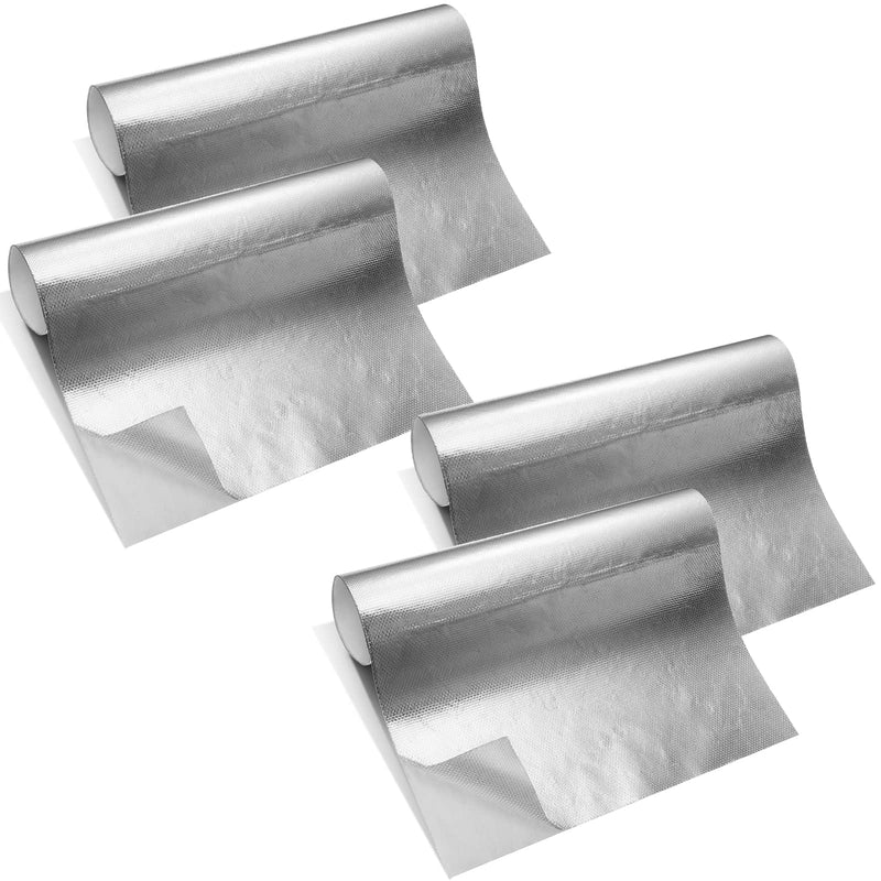 4 Sheet 12'' x 30'' Aluminized Heat Shield Adhesive Backed Thermal Barrier Insulation Wrap Adhesive Thermal Barrier Foil Tape Heat Resistant Tape Automotive Exhaust High Temp Protection