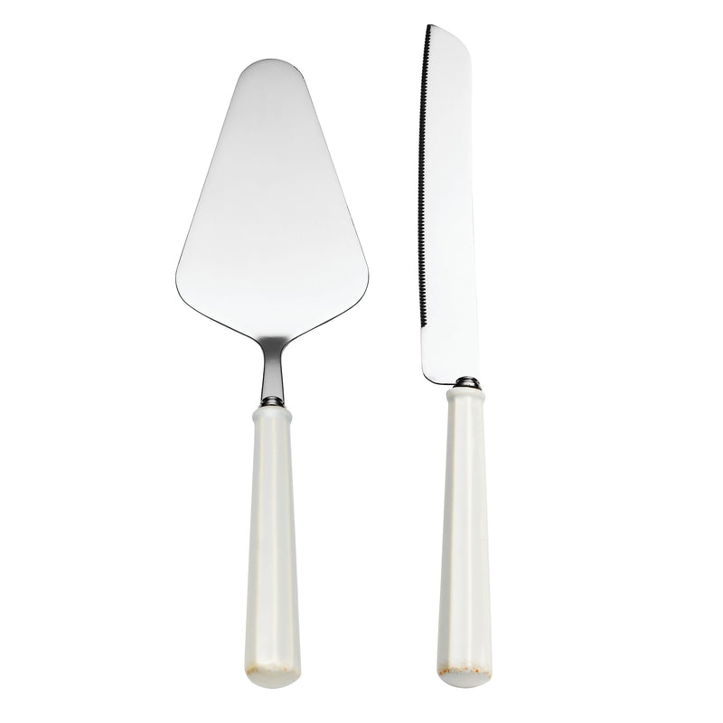 Lenox 895080 French Perle Scallop 2-Piece Dessert Set 2 Count Cake Knife/Server