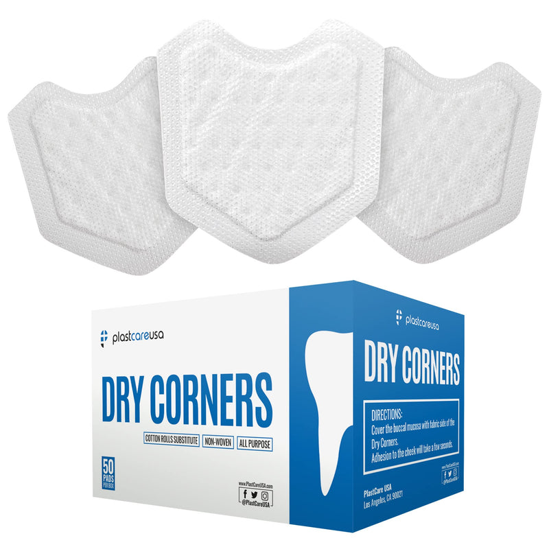 200 Dental Dry Corners, Disposable Saliva Control & Cheek Protection Pads Super Absorbent Non-Woven Padding (Cotton Roll Alternative) (Large) Large