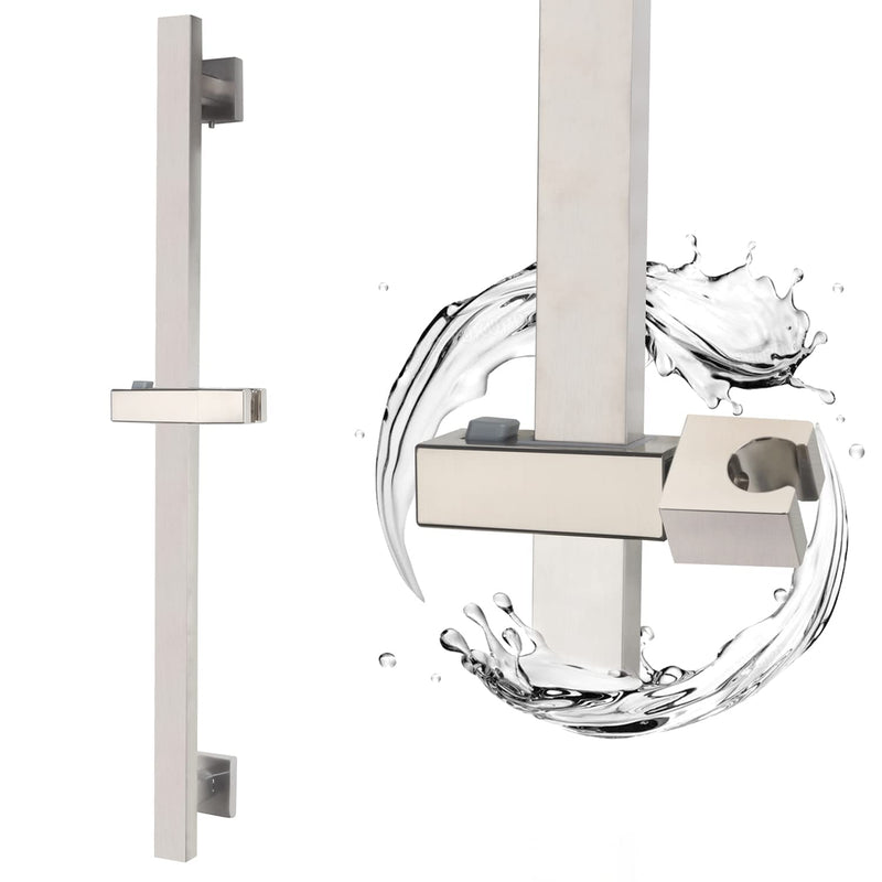 Bathroom Shower Slide Bar with 360° Adjustable Handheld Shower Head Holder Wall Mount Shower Bar SUS 304 Stainless Steel, Brushed Nickel
