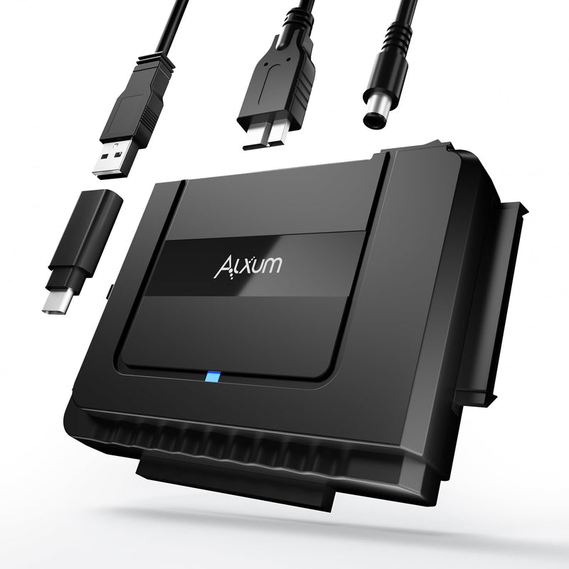SATA to USB 3.0 Adapter - External Hard Drive Reader Recovery Converter for Universal 2.5" 3.5" HDD SSD Optical Drive, 2.5/3.5 Inch SATA IDE Hard Drive Adapter Transfer Kit Included Power 12V 2A USB A & USB C