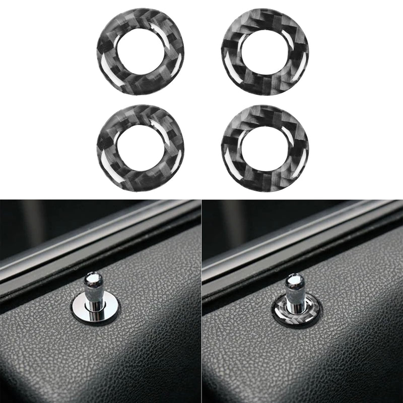 NVCNX Real Carbon Fiber Accessories Compatible with Dodge Charger 2011-2023 2012 2013 2014 2015 2016 2017 2018 2019 2020 2021 2022 Inner Door Lock Pin Ring Cover Sticker Interior Trim Kit Black 4PCS Door Lock Ring