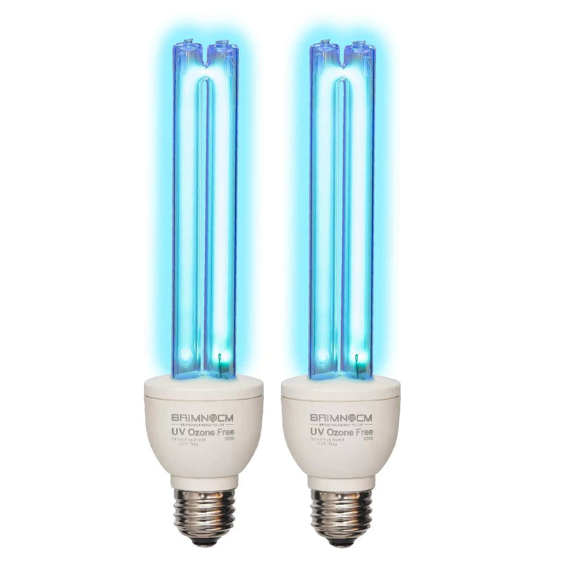 BAIMNOCM 2 Pack UVC Light Bulb Ozone Free, UV Lamp 25 Watt, 254nm Weavelength UV-C lamp for Basement E26 Base 2 Count Bulb (2x25W)