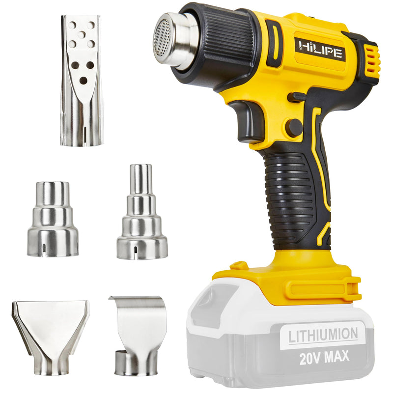 Cordless Heat Gun for DeWALT 20v Battery,Lithium Hot Air Gun, 5 Nozzle Attachments,2-Temp Setting Max 1022°F(550°C),Heat Gun for Shrink Wrapping, Tube Bending (Tool Only, NO Battery) Ordinary