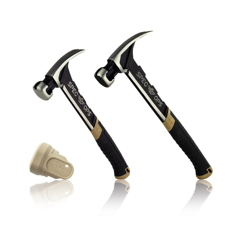 Spec Ops Tools Hammer Set for Carpentry & Demolition, Includes 20 oz Nailing Hammer, 22 oz Framing Hammer, Soft Mallet Cap 20 Oz Nailing Hammer, 22 Oz Framing Hammer Combo