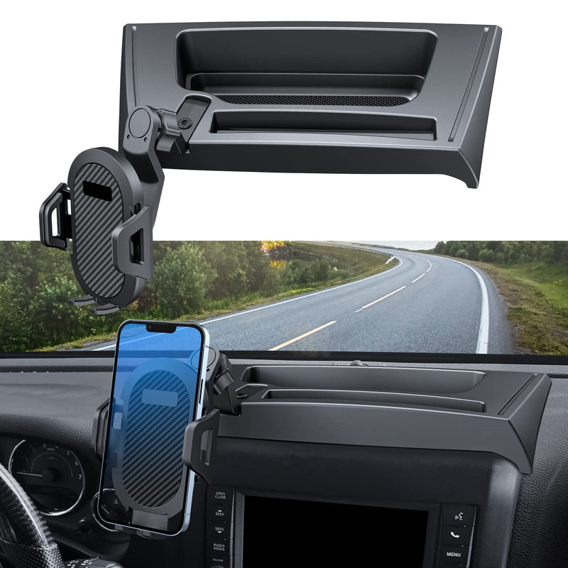 Upgraded Phone Mount for Jeep Wrangler JK JKU 2018 2017 2016 2015 2014 2013 2012 2011, Dash Multi-Mount Phone Holder Kit w/Storage Tray Interior Accessories 2011-2018 JK/JKU(Balck)
