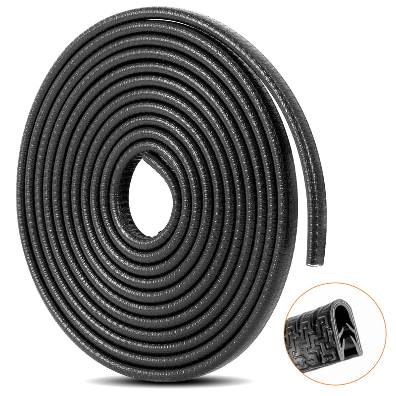 Car Door Edge Guards 16Ft(5M) Automotive Door Entry Guard U Shape Car Door Trim Protector for Most Car 16Ft (5M) Black