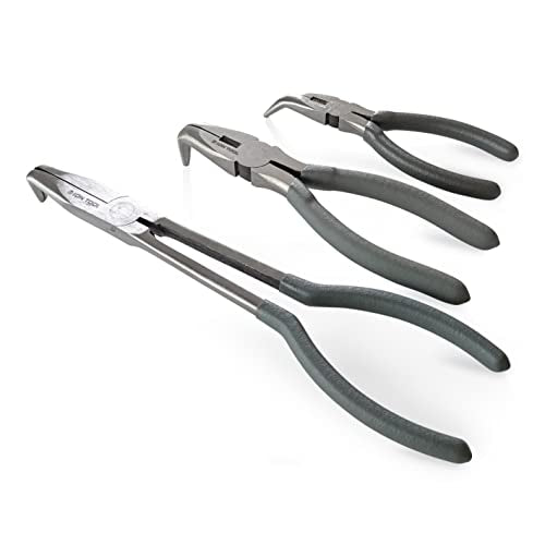 Angled Long Needle Nose Pliers 3 Pcs Set – 11” & 7” & 6" 90/45 Degree Bent Nose Pliers
