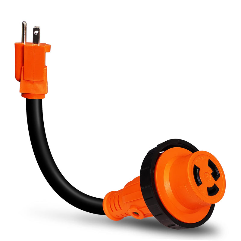 True Mods 30A to 15A 125V RV Power Adapter Cord Plug Connector [NEMA L5-30R 3 Pin Female to 5-15P 3 Prong Male] [Twist Lock] [ETL] [LED Indicator] [10/3 STW Wire] for Boat Marine Trailer Camper 15A to 30A (5-15P/L5-30R Lock)